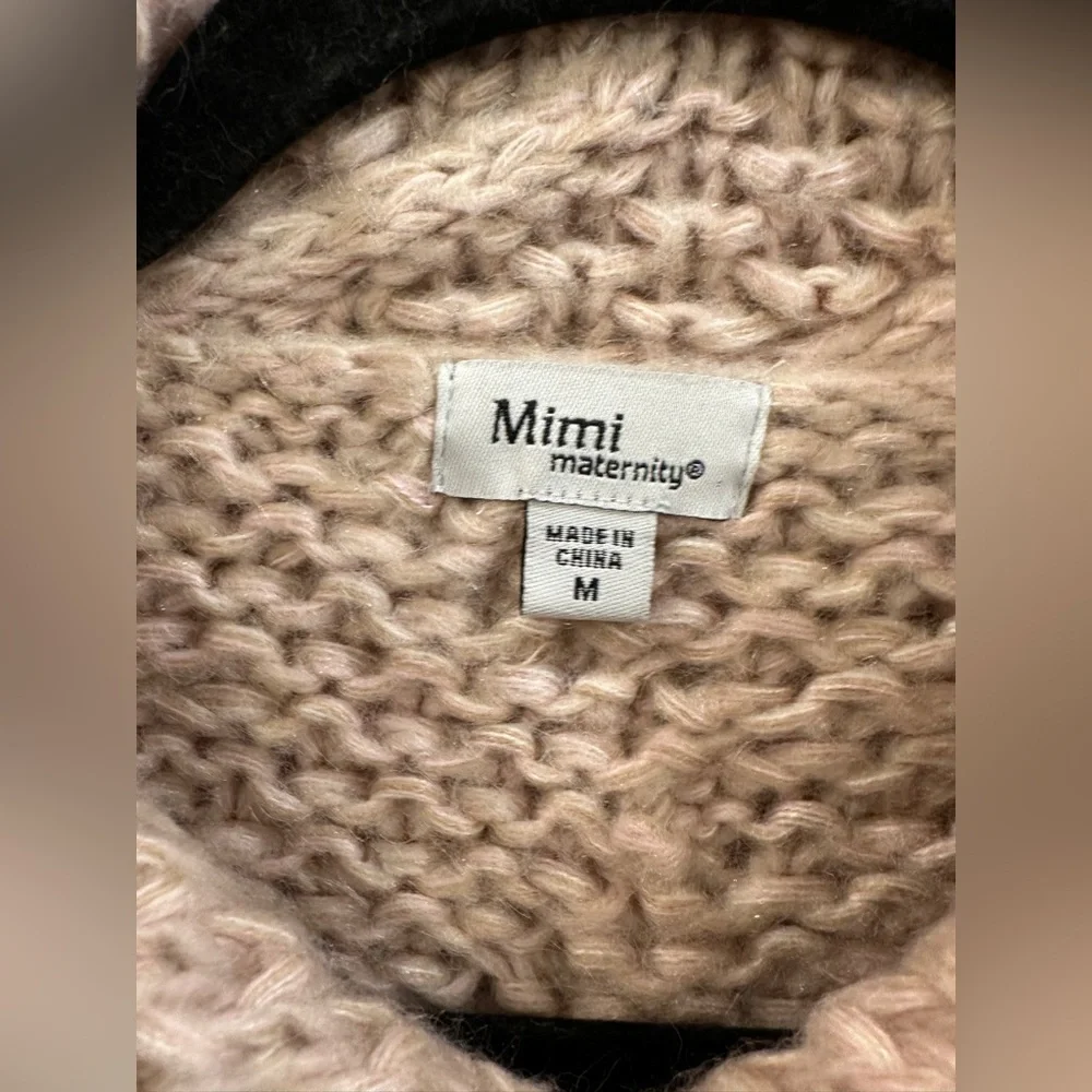 mimi maternity cropped chunky cardigan crochet barbiecore sweater size M pink - Picture 3 of 4